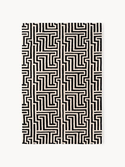 Monrenza Hand-Tufted Wool Rug with Raised High-Low Texture