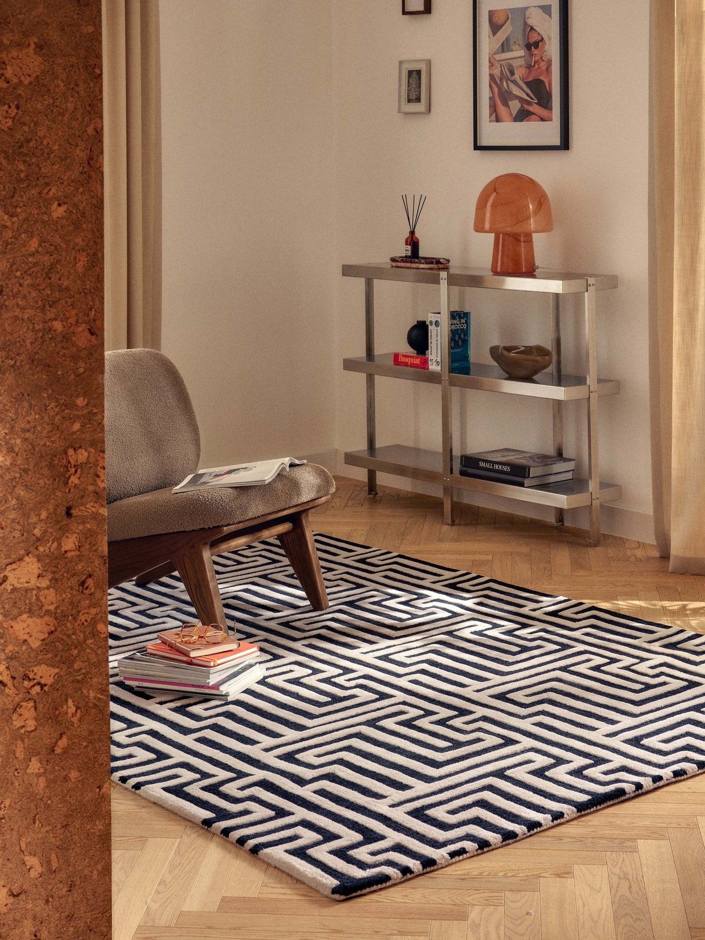 Monrenza Hand-Tufted Wool Rug with Raised High-Low Texture