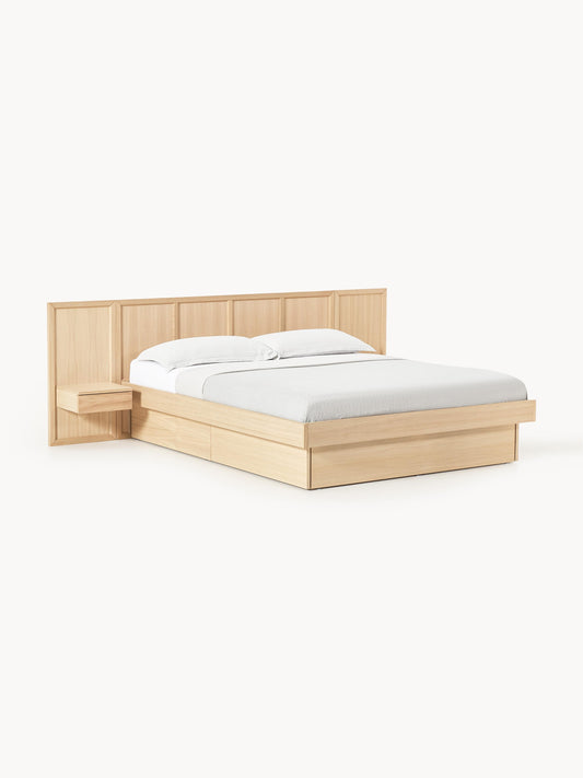 Nantura Wooden Bed with Headboard and Bedside Tables