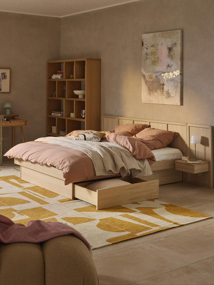 Nantura Wooden Bed with Headboard and Bedside Tables