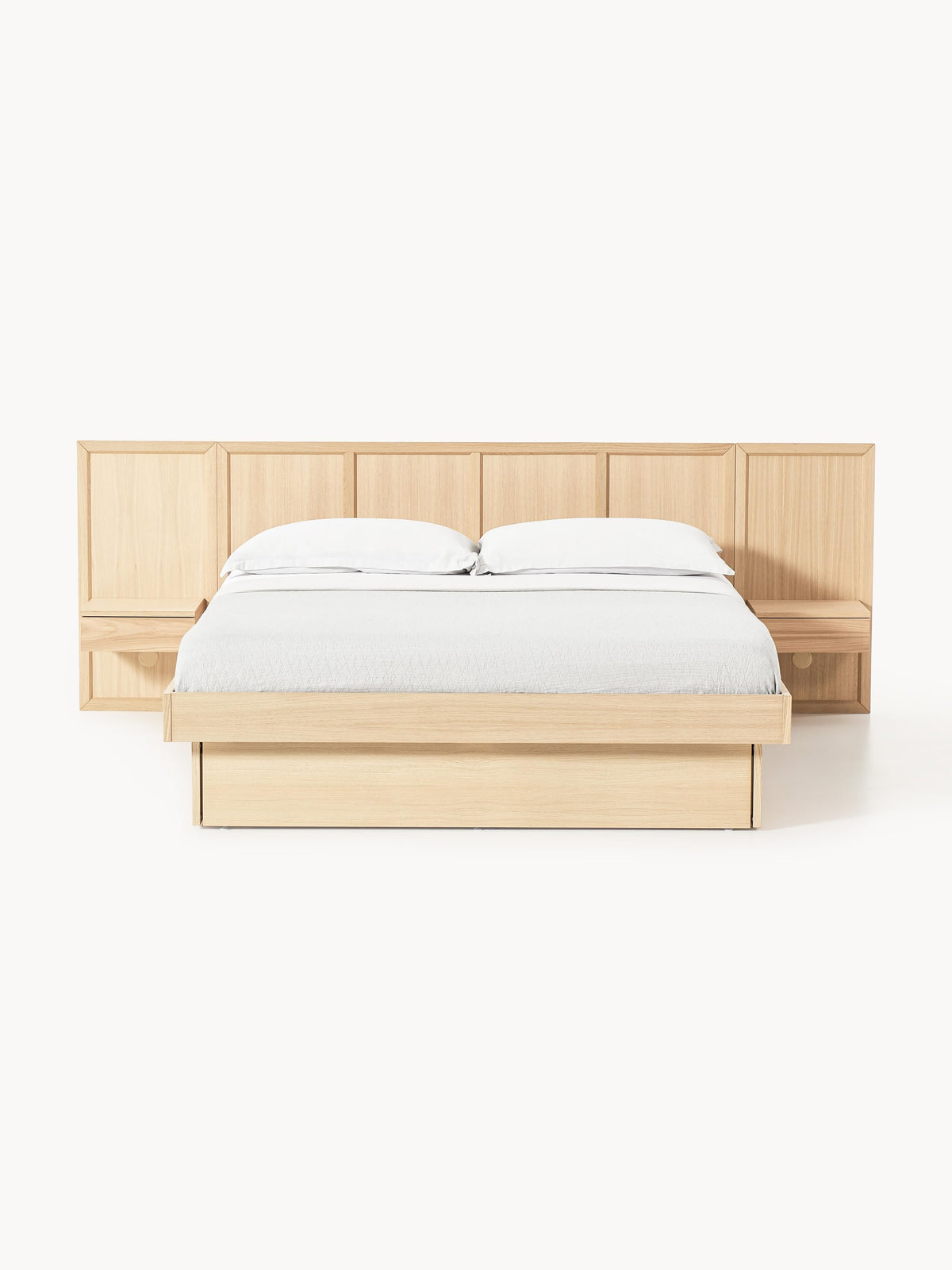 Nantura Wooden Bed with Headboard and Bedside Tables