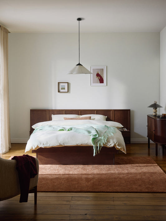 Nantura Wooden Bed with Headboard and Bedside Tables