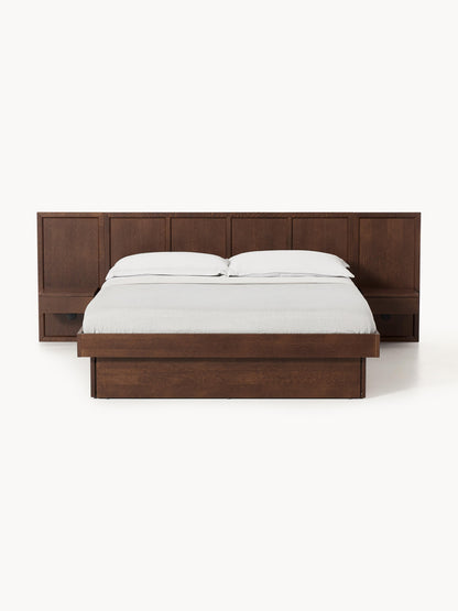 Nantura Wooden Bed with Headboard and Bedside Tables