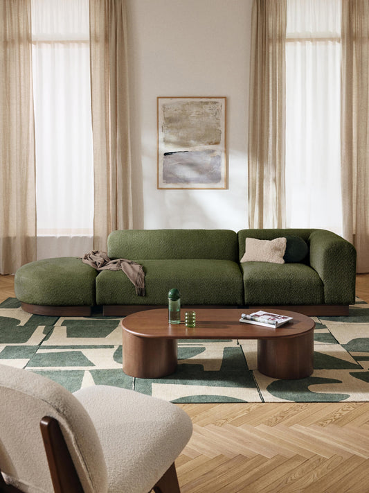 Natriva Modular Teddy Bouclé Ottoman with Stool (Left/Right)