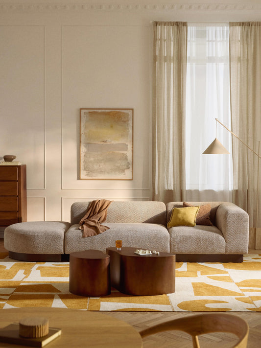 Natriva Modular Teddy Bouclé Ottoman with Stool (Left/Right)
