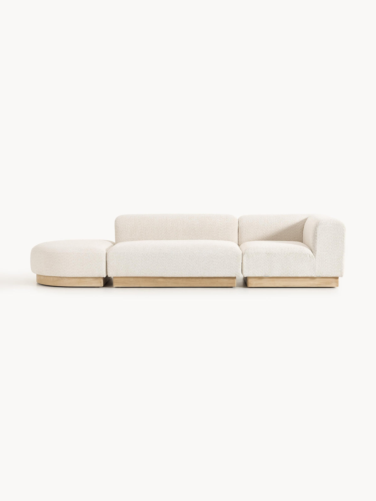 Natriva Modular Teddy Bouclé Ottoman with Stool (Left/Right)