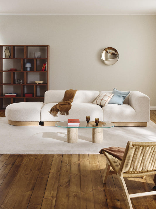Natriva Modular Teddy Bouclé Ottoman with Stool (Left/Right)