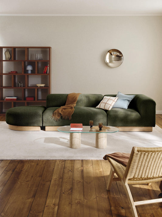 Natriva Modular Teddy Bouclé Ottoman with Stool (Left/Right)
