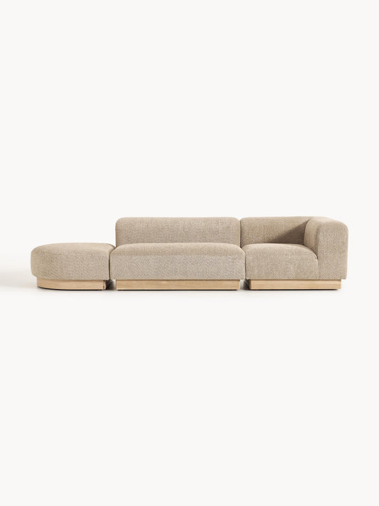 Natriva Modular Teddy Bouclé Ottoman with Stool (Left/Right)