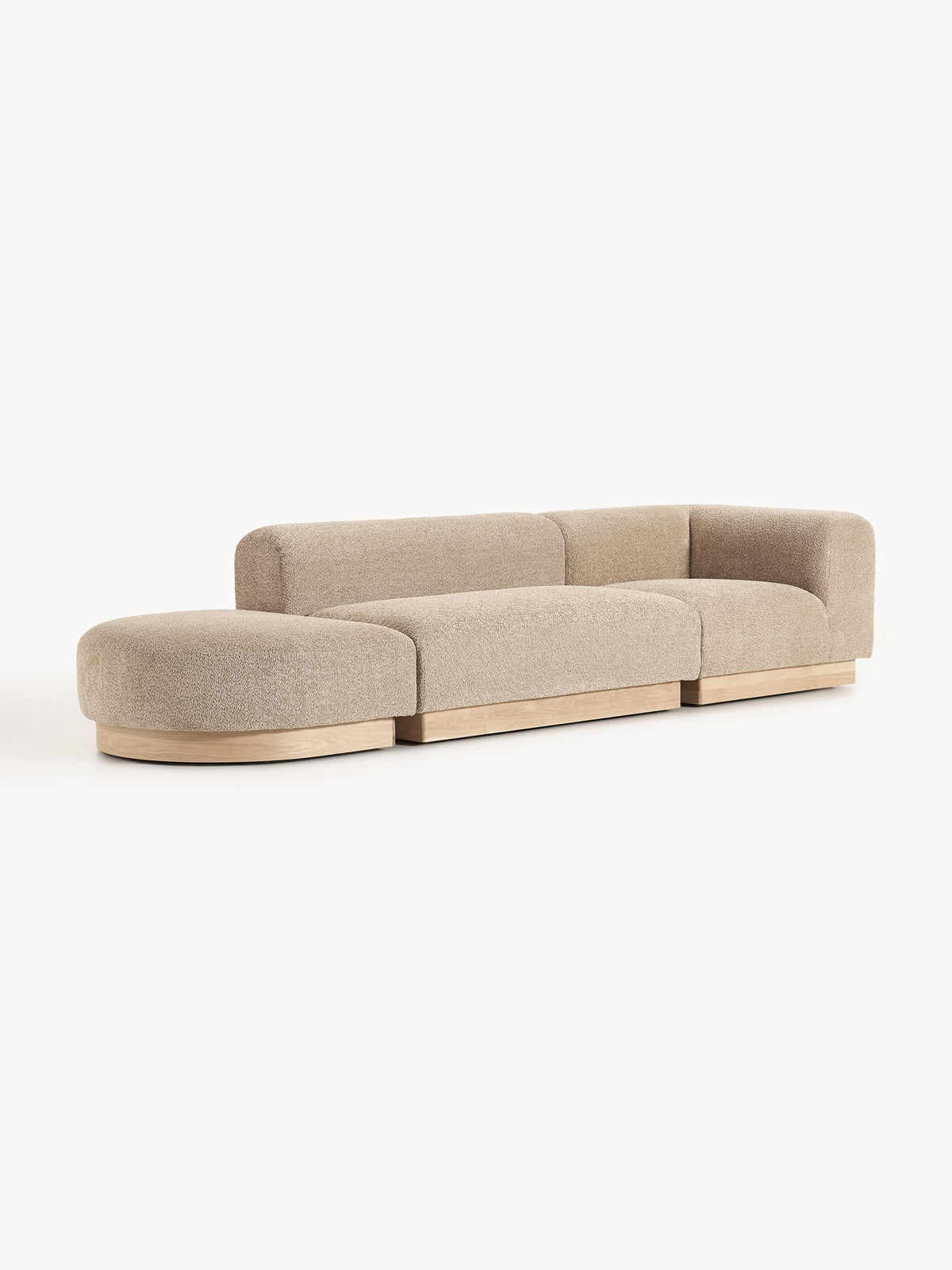 Natriva Modular Teddy Bouclé Ottoman with Stool (Left/Right)
