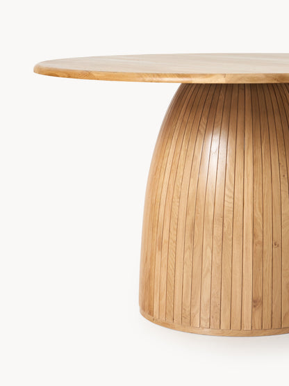 Nelbria Round Dining Table with Fluted Texture, in Various Sizes