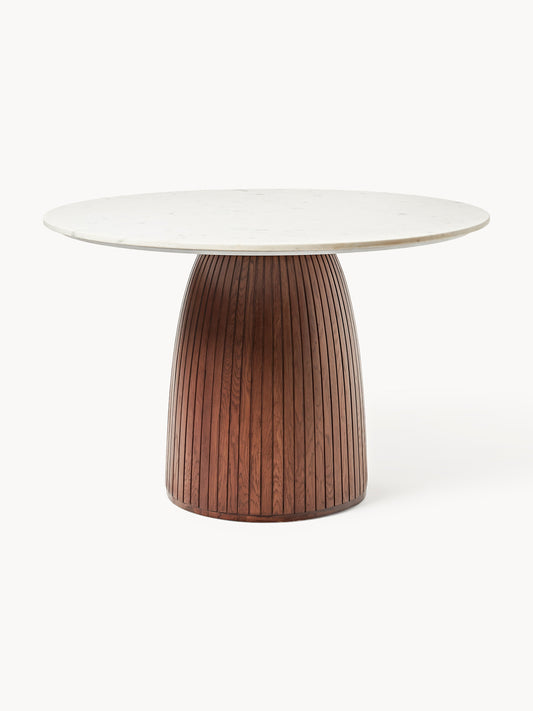 Nelbria Round Dining Table with Marble Tabletop, Ø 115 cm