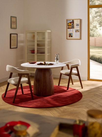 Nelbria Round Dining Table with Marble Tabletop, Ø 115 cm