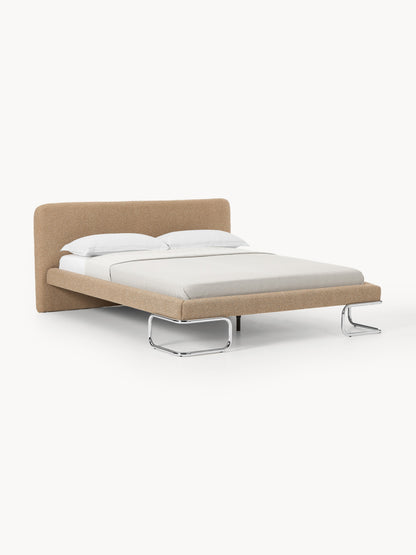 Olriva Bouclé Upholstered Bed with Metal Legs