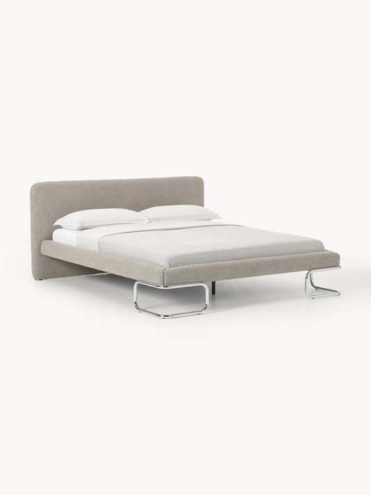 Olriva Bouclé Upholstered Bed with Metal Legs