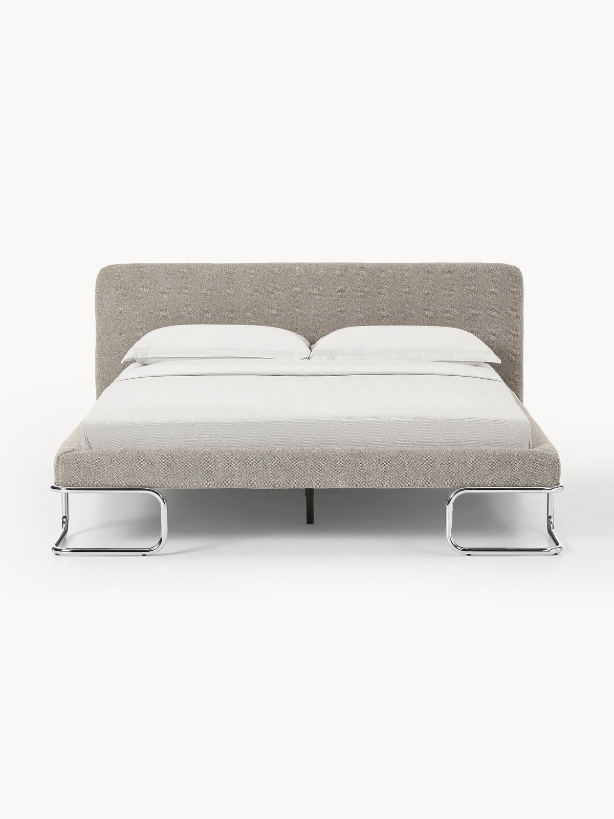 Olriva Bouclé Upholstered Bed with Metal Legs