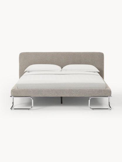 Olriva Bouclé Upholstered Bed with Metal Legs