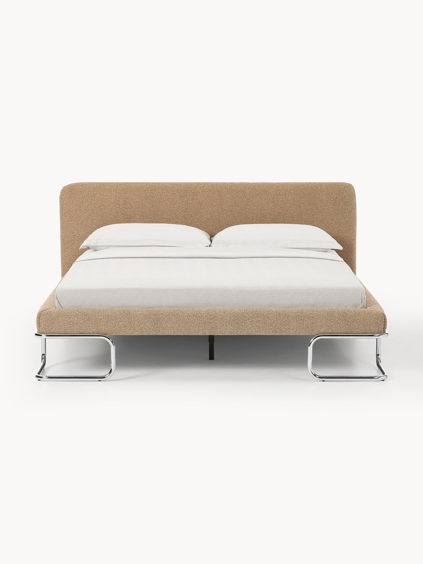 Olriva Bouclé Upholstered Bed with Metal Legs