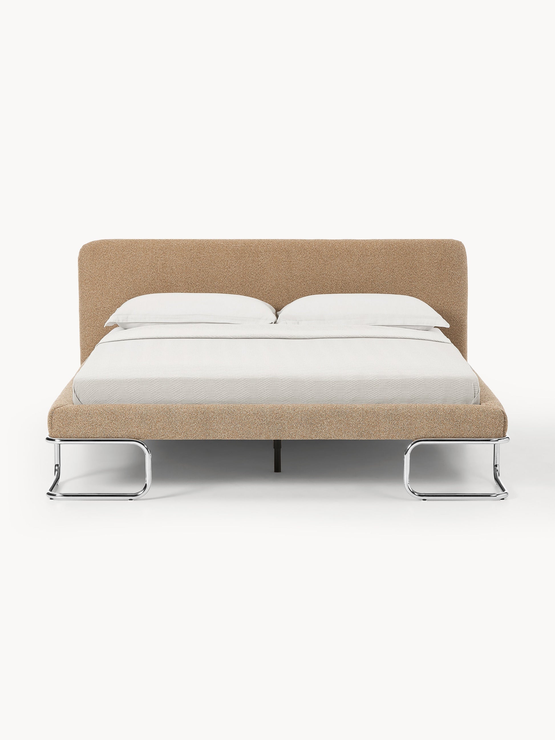 Olriva Bouclé Upholstered Bed with Metal Legs