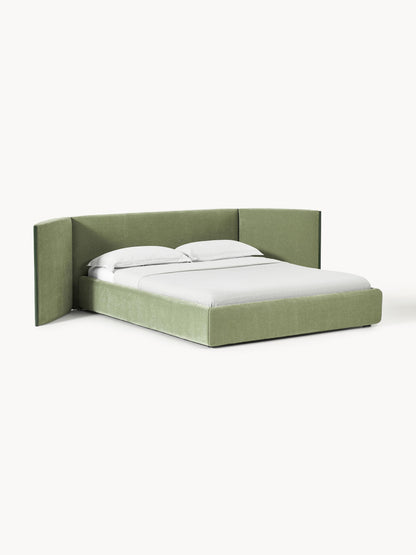 Otmarco Upholstered Bed with Folding Headboard