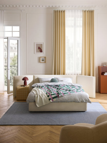 Otmarco Upholstered Bed with Folding Headboard