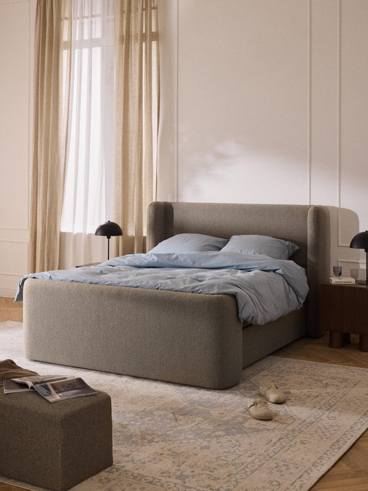 Pervella Box Spring Bed in Bouclé