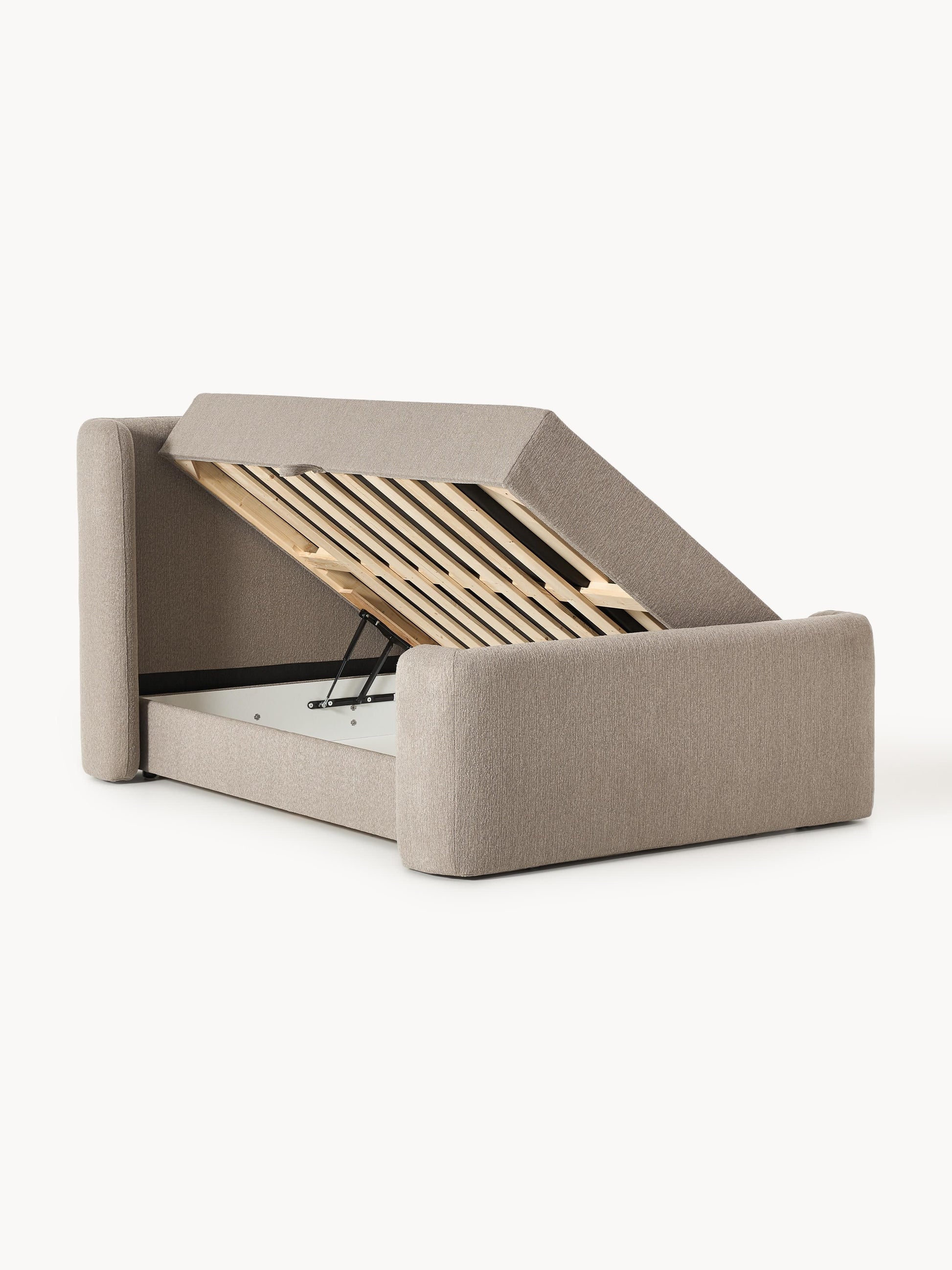 Pervella Box Spring Bed in Bouclé with Storage