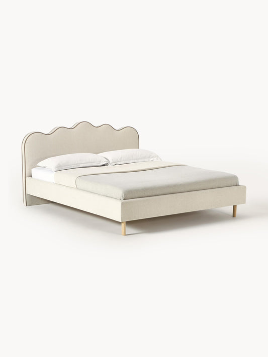 Rombell Upholstered Bed with Wavy Headboard