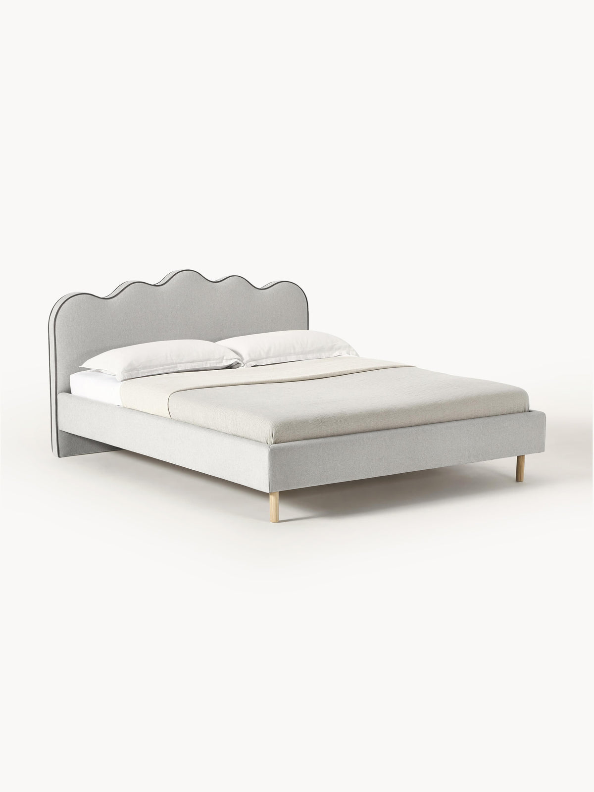 Rombell Upholstered Bed with Wavy Headboard