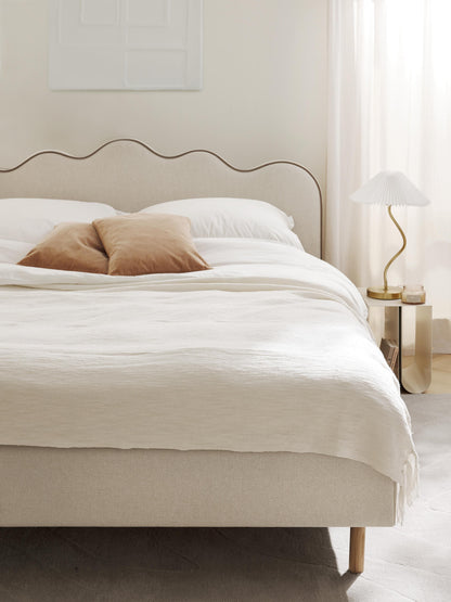 Rombell Upholstered Bed with Wavy Headboard