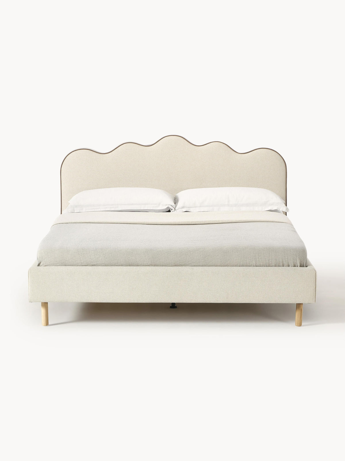 Rombell Upholstered Bed with Wavy Headboard