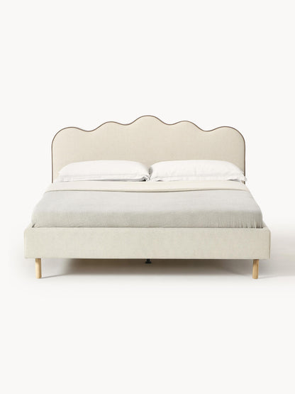 Rombell Upholstered Bed with Wavy Headboard