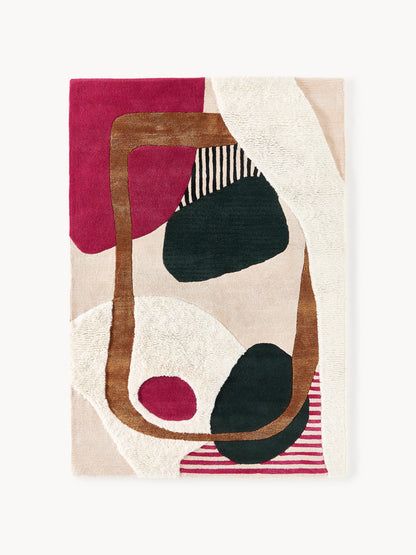 Rosmarco Hand-Tufted Wool Rug with High-Low Texture
