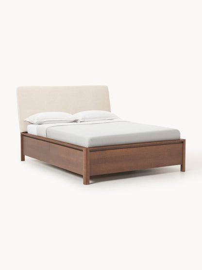 Santrella Wooden Bed with Drawers and Upholstered Headboard