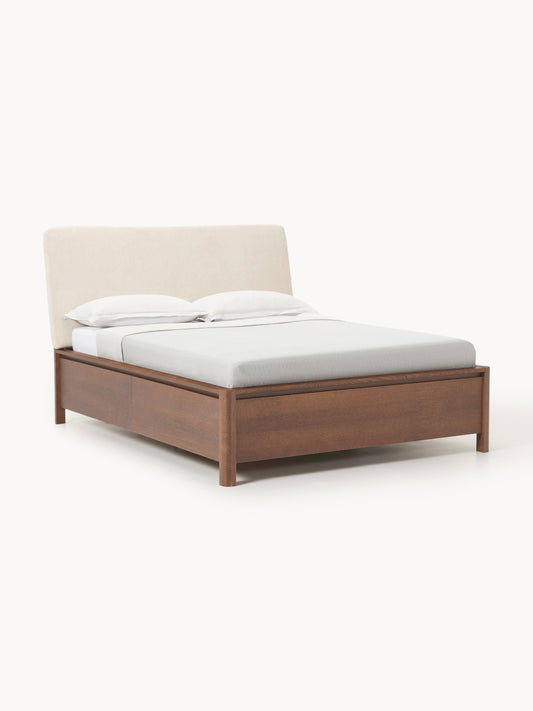 Santrella Wooden Bed with Drawers and Upholstered Headboard