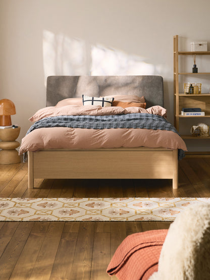 Santrella Wooden Bed with Drawers and Upholstered Headboard