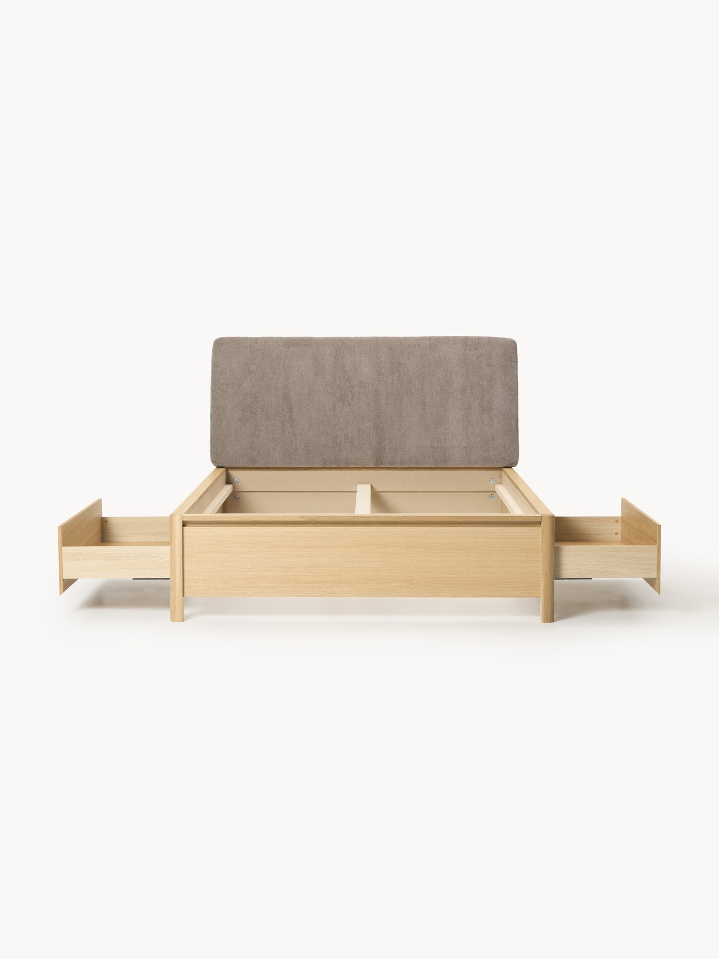 Santrella Wooden Bed with Drawers and Upholstered Headboard