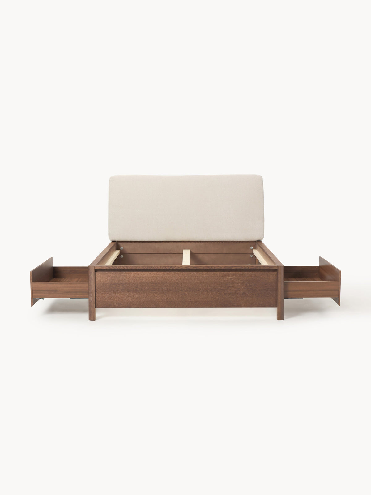 Santrella Wooden Bed with Drawers and Upholstered Headboard