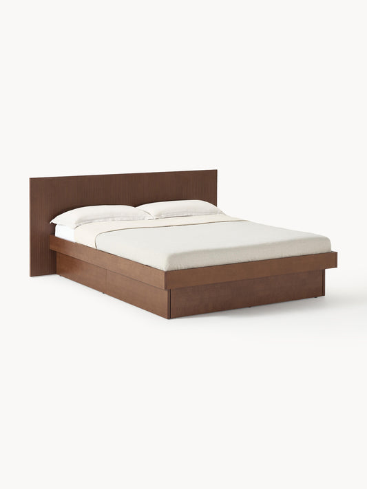 Satrella Wooden Bed with Headboard and Drawers