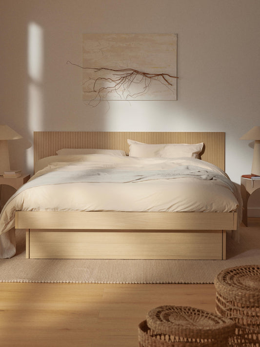 Satrella Wooden Bed with Headboard and Drawers