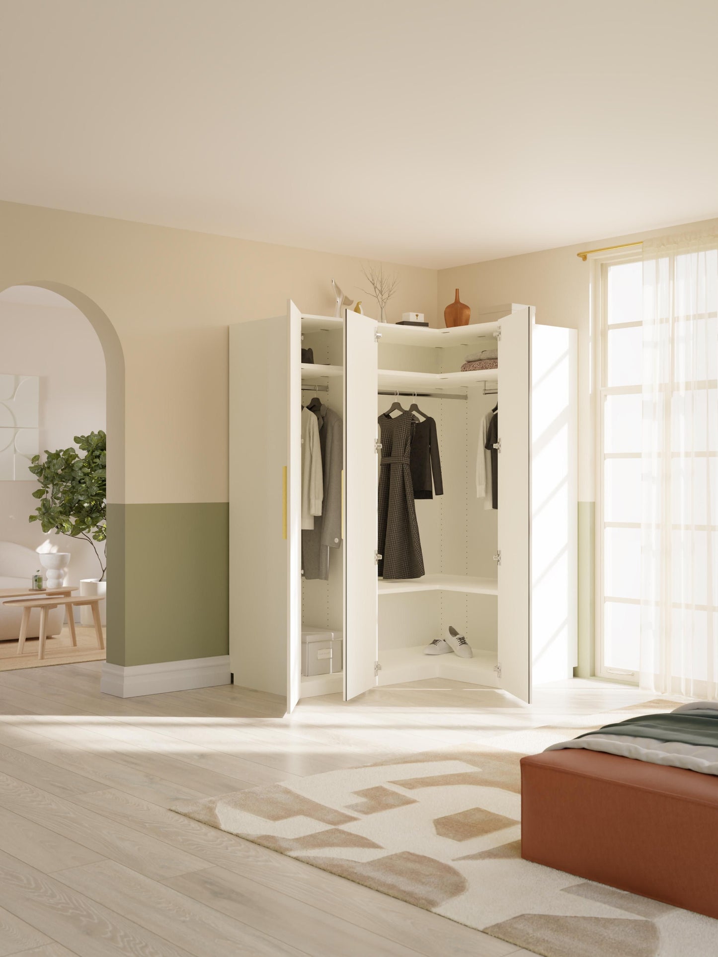 Simrenza Modular Corner Wardrobe, 165 cm Wide, in Various Sizes