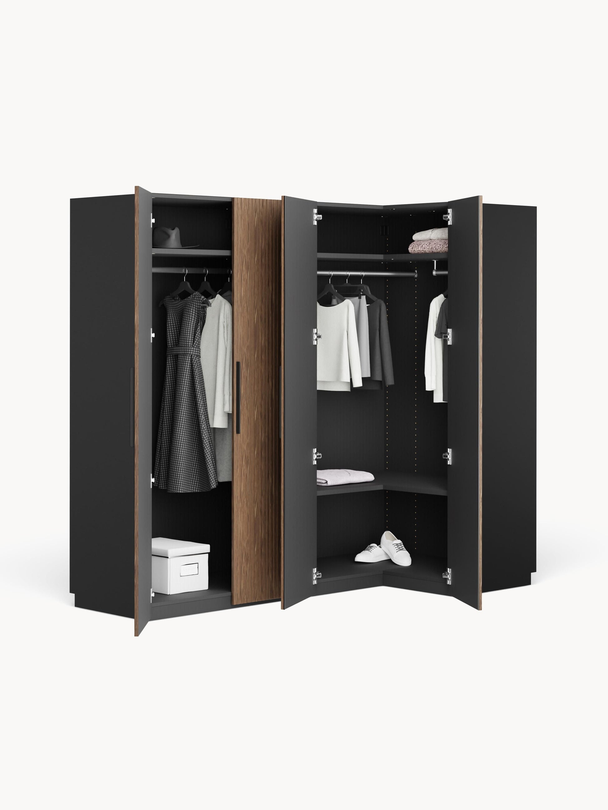 Simrenza Modular Corner Wardrobe, 215 cm Wide, in Various Sizes