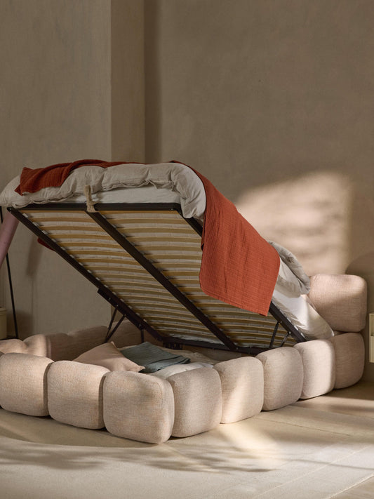Taybria Bouclé Upholstered Bed with Storage