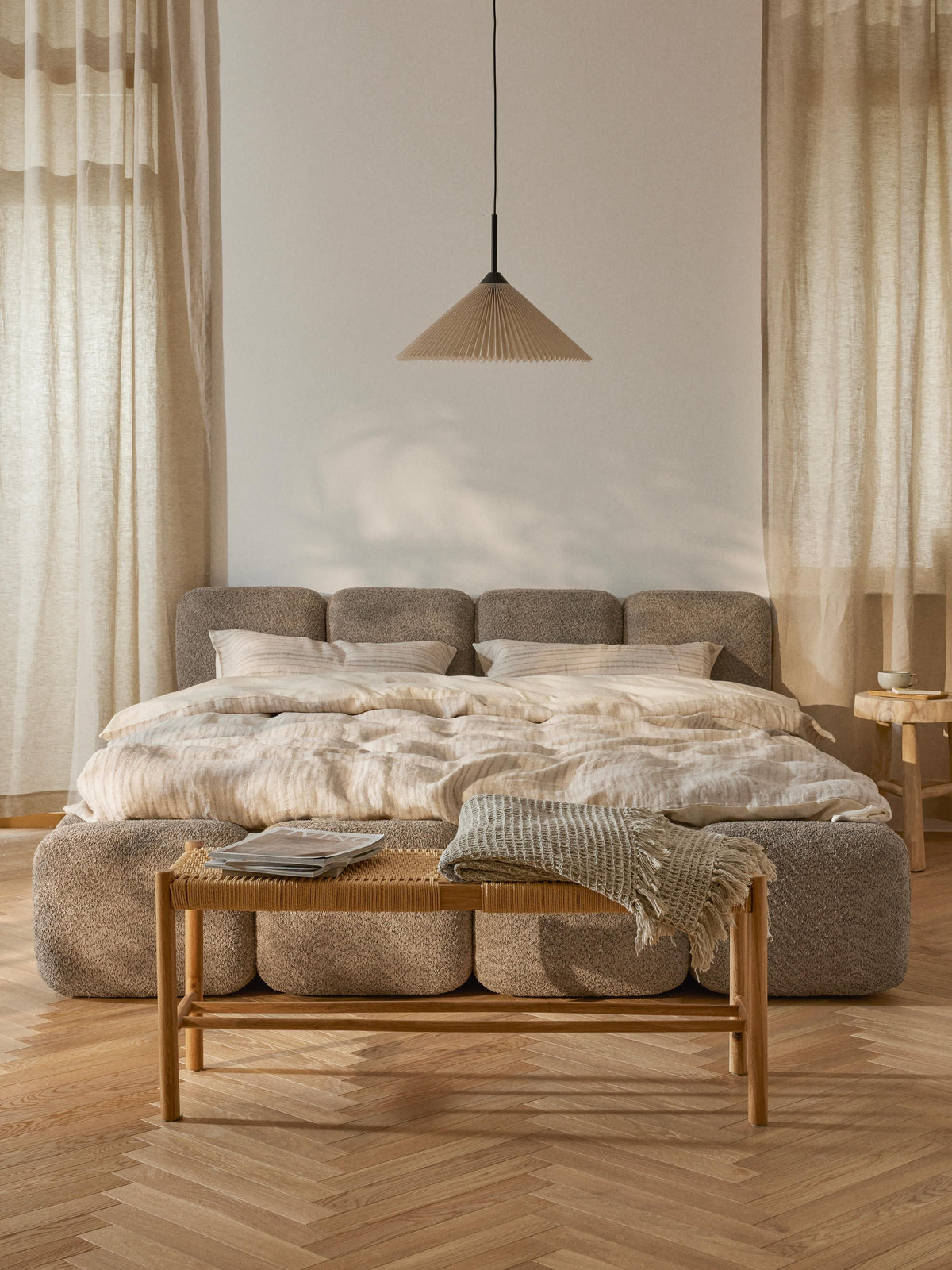 Taybria Teddy Bouclé Upholstered Bed
