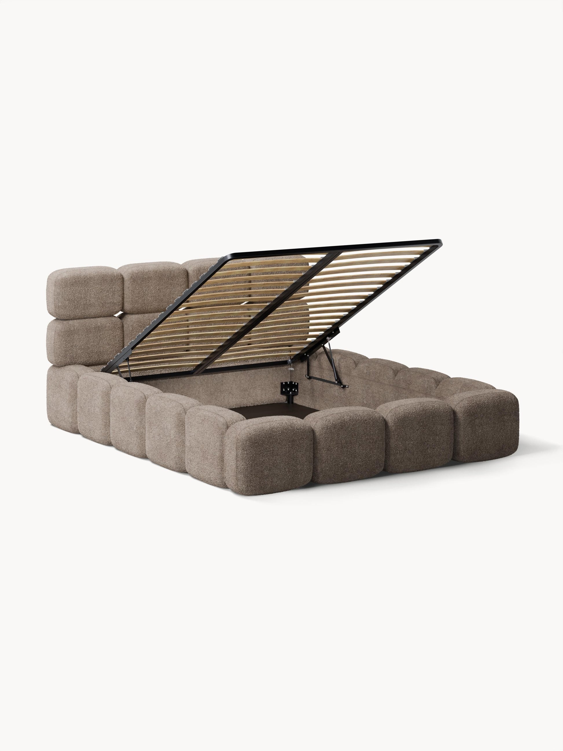 Taybria Teddy Bouclé Upholstered Bed with Storage