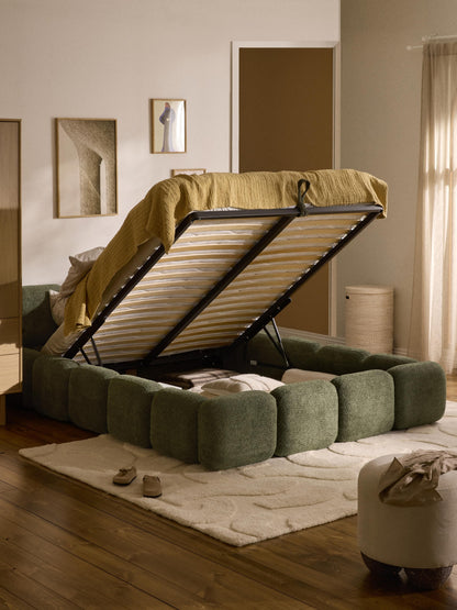 Taybria Teddy Bouclé Upholstered Bed with Storage