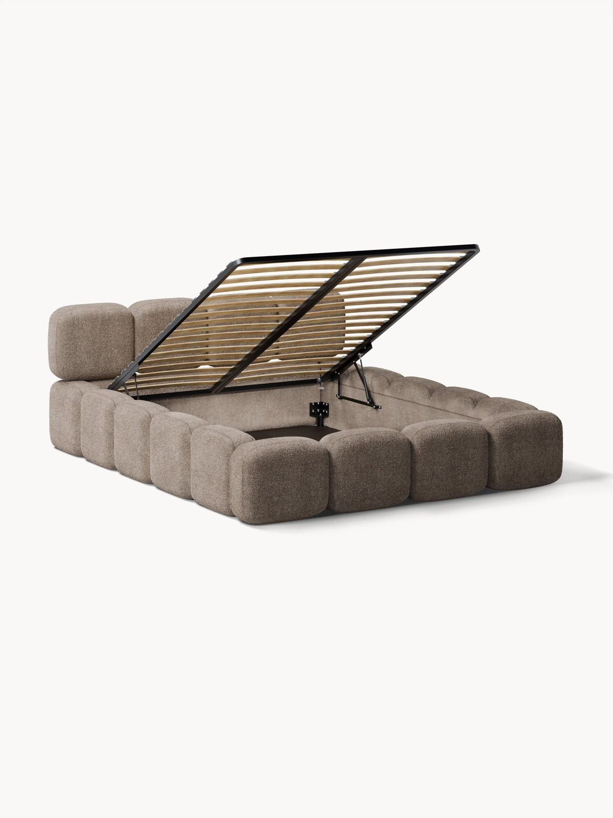 Taybria Teddy Bouclé Upholstered Bed with Storage