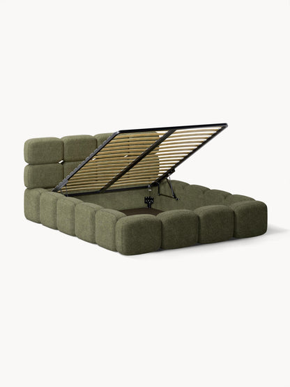 Taybria Teddy Bouclé Upholstered Bed with Storage