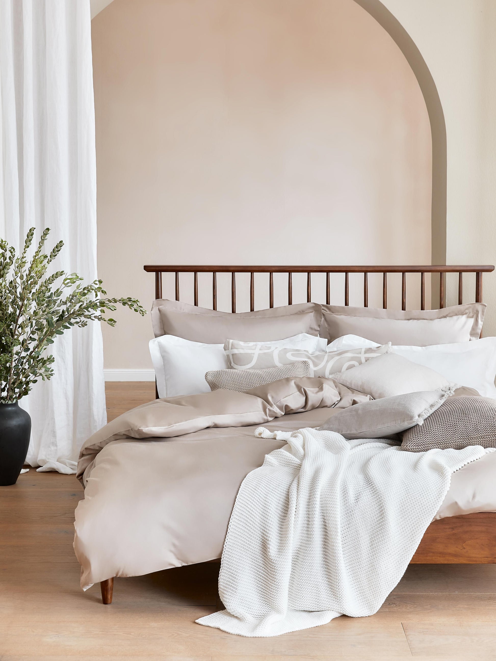 Winbella Wooden Bed with Pine Headboard
