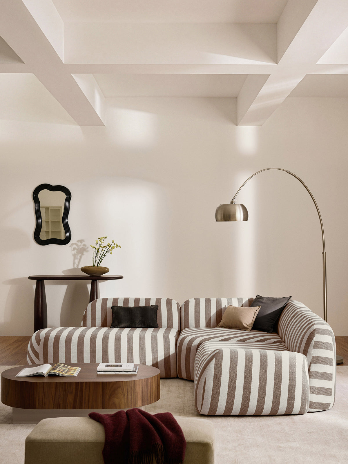Wolstena Modular Striped Corner Sofa (4-Seater) with Chaise Longue